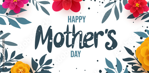 Mother's day greeting card. Vector banner with flowers