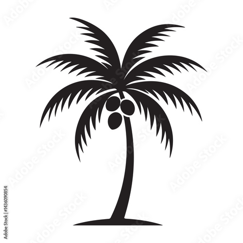 Silhouette of Palm Trees on a Tropical Beach at Sunset
