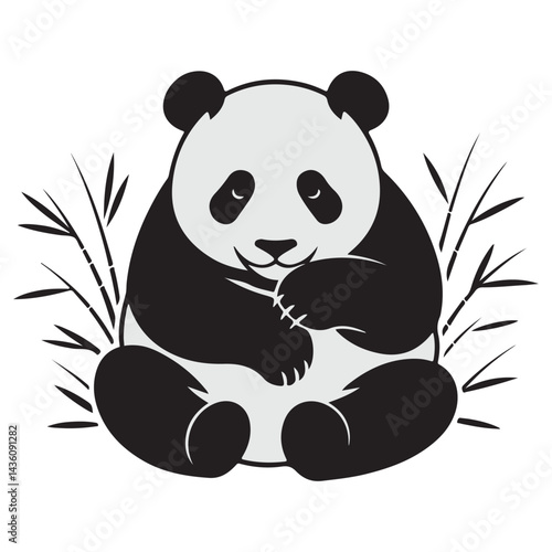 a cute vactor style panda illustration with a white backraund