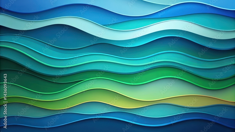 Colorful wavy background with paper cut style featuring various shades of blue and green hues , paper cut, artistic design Colorful wavy background with paper cut style featuring various shades of blue and green hues , paper cut, artistic design