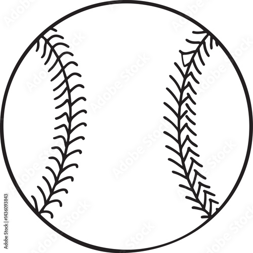 baseball line art, black outline, vector and illustration, coloring book page line art drawing