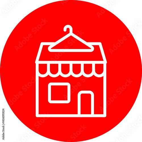 Thrift Shop Vector Line White Circle Red