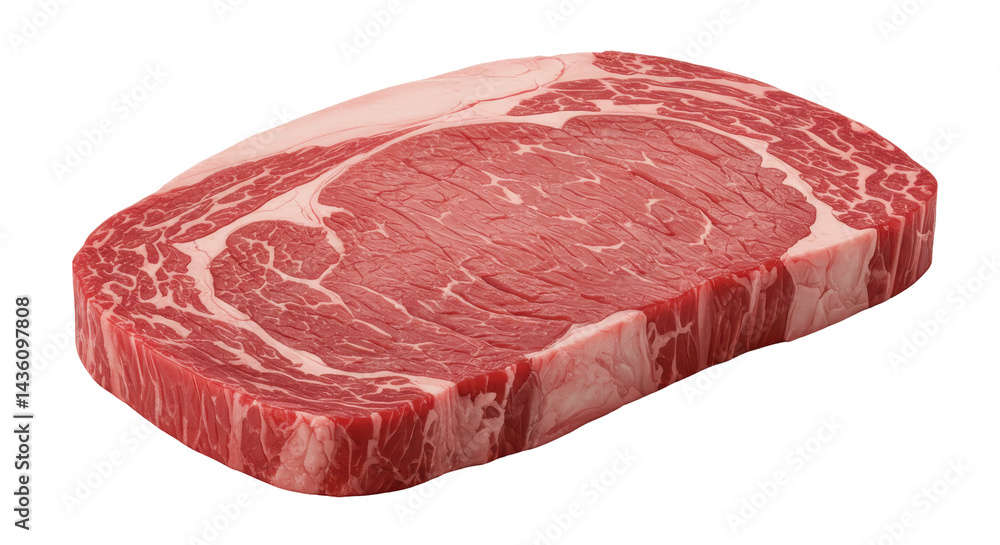 A luscious thickcut ribeye steak marbled with fat radiating deliciousness against a dark backdrop A luscious thickcut ribeye steak marbled with fat radiating deliciousness against a dark backdrop