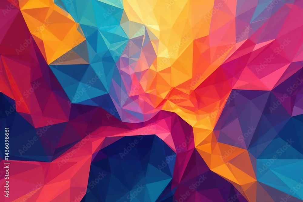Obraz premium Geometric abstract shapes, vibrant color palette, infinitely repeatable , creative, wallpaper