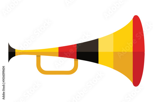 Belgium Flag Colors Adorn a Golden Trumpet, Symbolizing Patriotism and Celebration