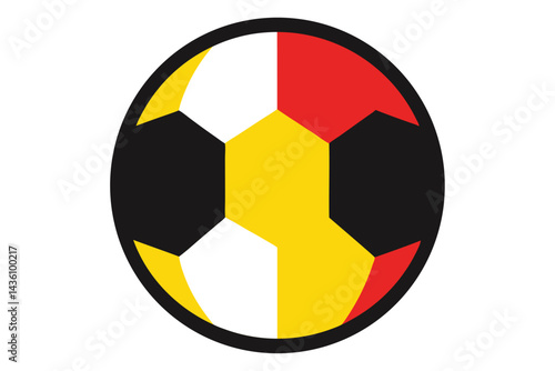 Stylized Soccer Ball with a Bold Black Outline and Colorful Panels