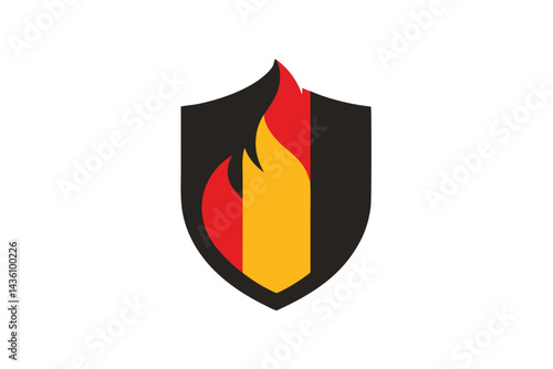 A shield emblem with flames representing courage, protection, and fiery determination Free Download A shield emblem with flames representing courage, protection, and fiery determination - GFXLoad