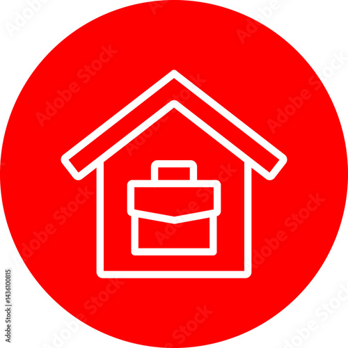 Work From Home Vector Line White Circle Red