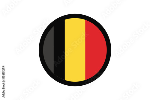 Round Belgian flag emblem with black border on white background graphic Free Download Round Belgian flag emblem with black border on white background graphic - GFXLoad