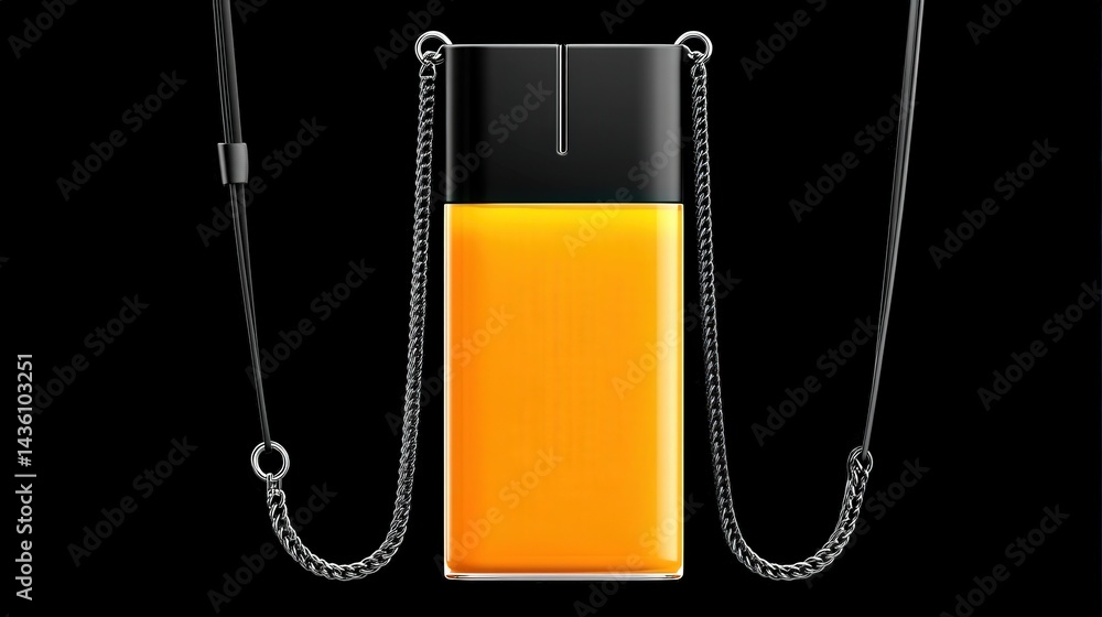 Stylish Orange Lighter Pendant on Chain Against Black Background