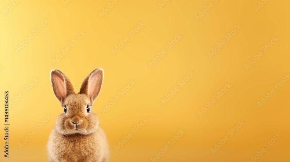 Fototapeta premium cute animal pet rabbit or bunny brown color smiling and laughing isolated with copy space for easter background, rabbit, animal, pet, cute, fur, ear, mammal, background, celebration, generate by AI.
