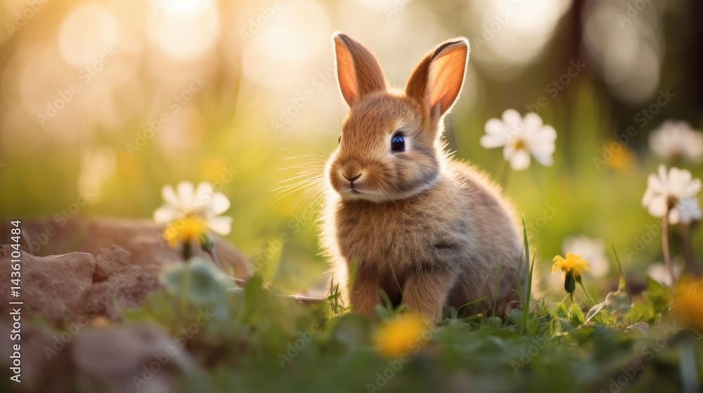 Fototapeta premium cute animal pet rabbit or bunny smiling and laughing isolated with copy space for easter background, rabbit, animal, pet, cute, fur, ear, mammal, background, celebration, generate by AI.
