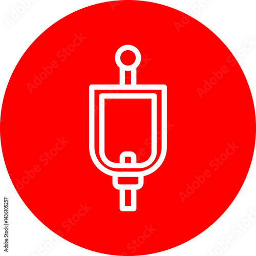 Urinal Vector Line White Circle Red