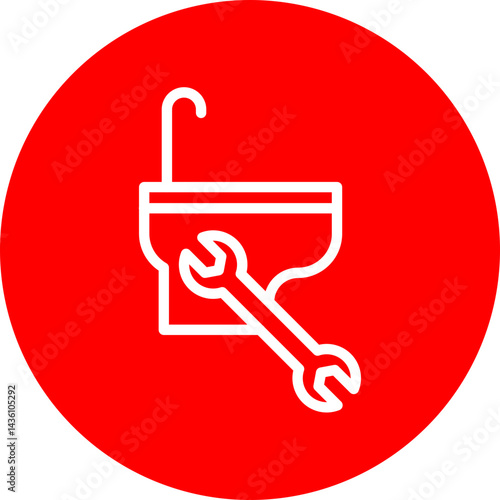 Bidet Vector Line White Circle Red