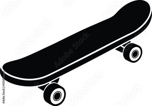Skateboard silhouette, skateboard line art vector, skateboard outline drawing illustration