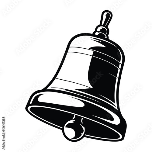IPO bell ringing Silhouette, Vector, Icon, Logo, White Background.
