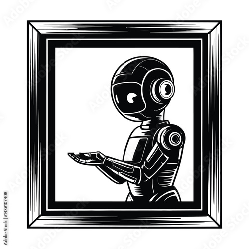 NFT art frame Silhouette, Vector, Icon, Logo, White Background.