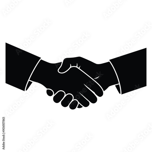 Salary negotiation handshake Silhouette, Vector, Icon, Logo, White Background.