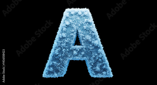 Wallpaper Mural Frozen Capital A: Icy Textured Letter on Black Torontodigital.ca
