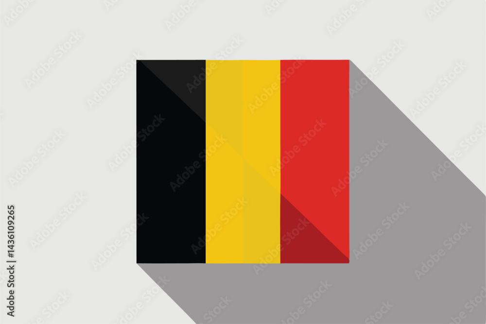 Fototapeta premium Belgium flag in modern flat design style with a long shadow effect