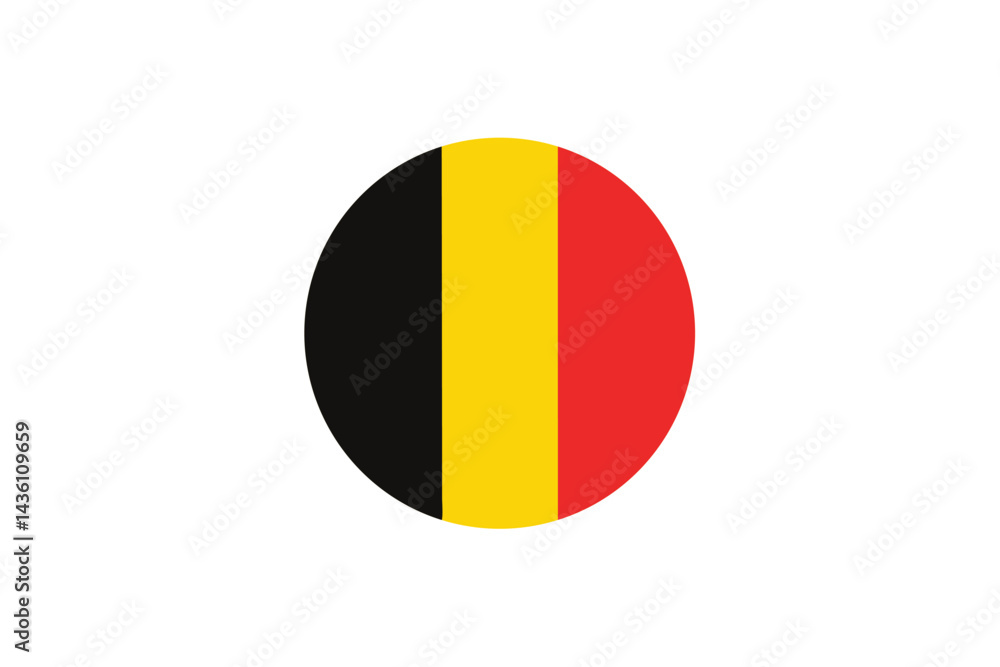 Fototapeta premium Belgian flag in a circle on a white background evokes national identity