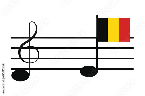 Belgian National Anthem Transcribed Into Musical Notation on a Staff with Notes
