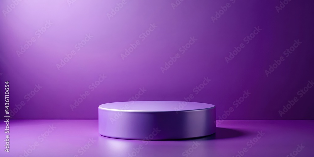 Cylinder podium on purple background for product presentation or mockup, presentation setup, corporate event decor Cylinder podium on purple background for product presentation or mockup, presentation setup, corporate event decor