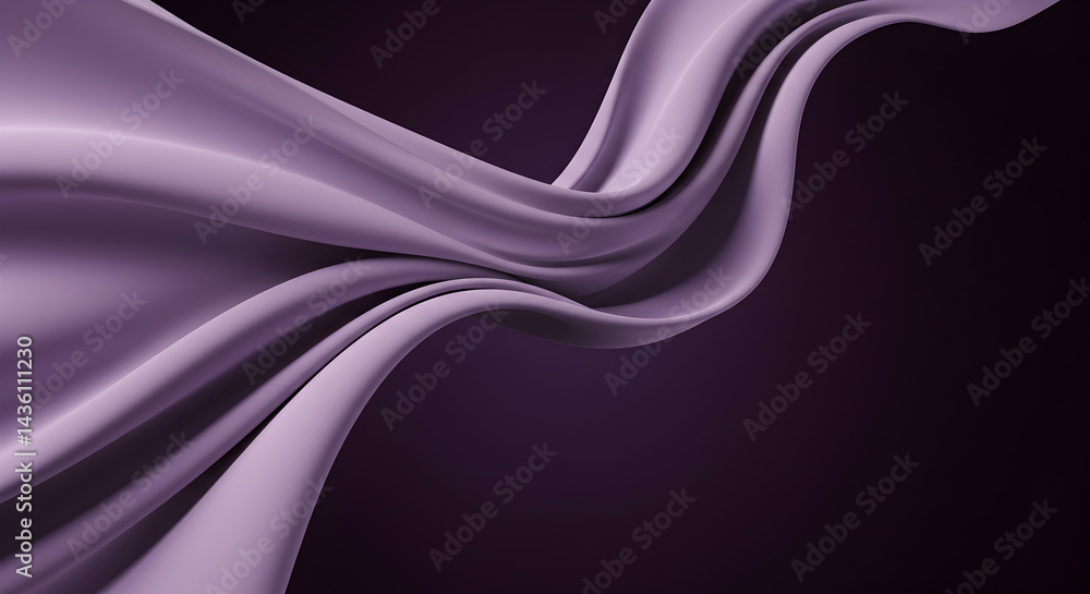 Obraz premium Abstract Silk Waves In Lavender Color On Dark Backdrop Background