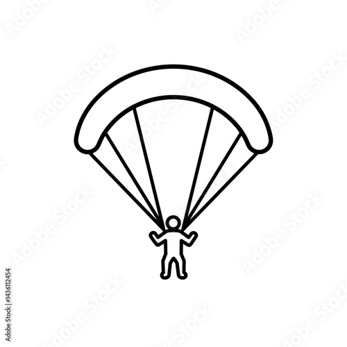 Parachutist outline icon silhouette in black