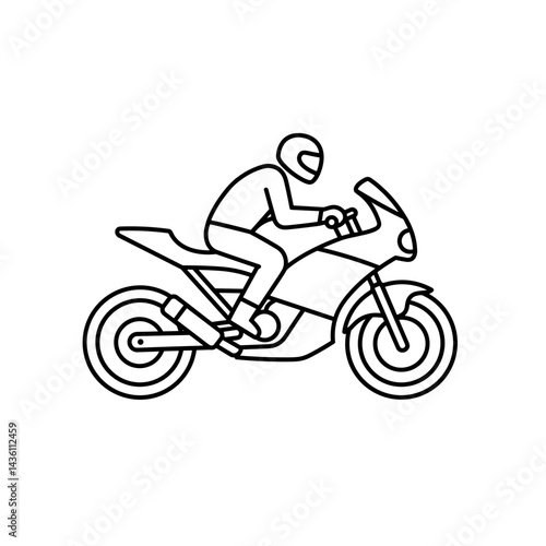 Motorcyclist outline icon silhouette in black