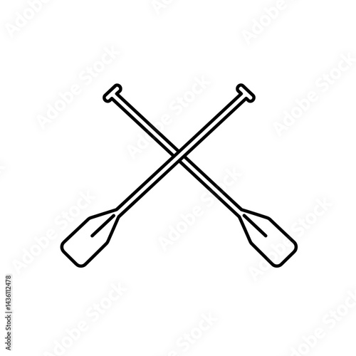 Crossed paddles outline icon silhouette in black