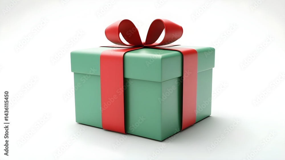 Elegant Gift Box with Red Ribbon Isolated on White Background Elegant Gift Box with Red Ribbon Isolated on White Background