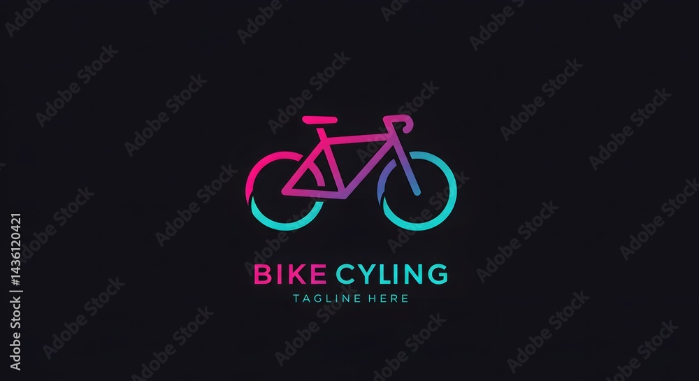 A minimalist bike logo design with a gradient color scheme on a dark background for cycling company A minimalist bike logo design with a gradient color scheme on a dark background for cycling company