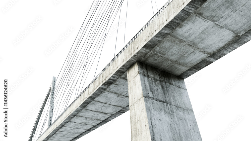 Fototapeta premium Abstract perspective of a cable-stayed bridge with dynamic lines and textures against a pure, transparent ambiance