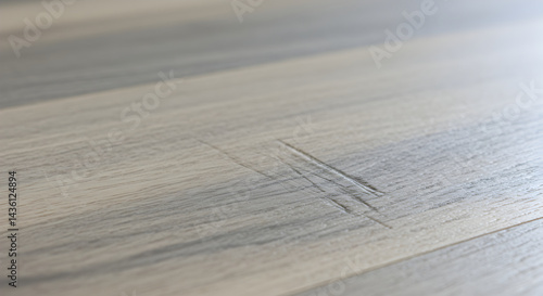 Scratched Gray Wooden Flooring Surface Imperfection Shows Texture Detail