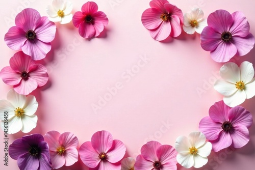 Delicate Floral Frame with Pastel Pink and White Blossoms, Perfect for Elegant Designs and Romantic Invitations