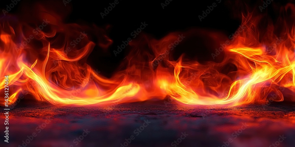Dynamic Abstract Flames and Glowing Embers in a Dark Background Creating a Striking Visual of Fire's Intensity and Movement in a Dramatic Scene Dynamic Abstract Flames and Glowing Embers in a Dark Background Creating a Striking Visual of Fire's Intensity and Movement in a Dramatic Scene