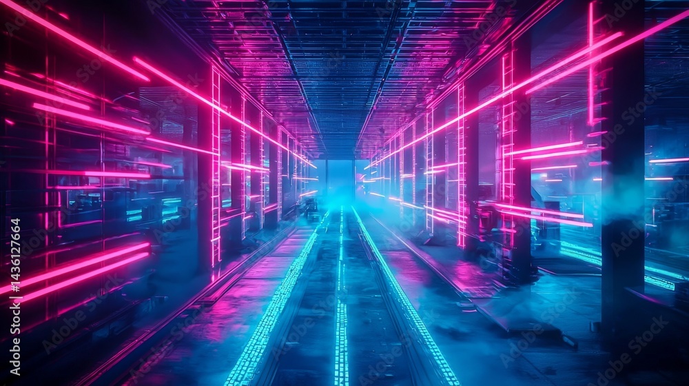 Immersive neon-lit streets of a digital universe. Immersive neon-lit streets of a digital universe.