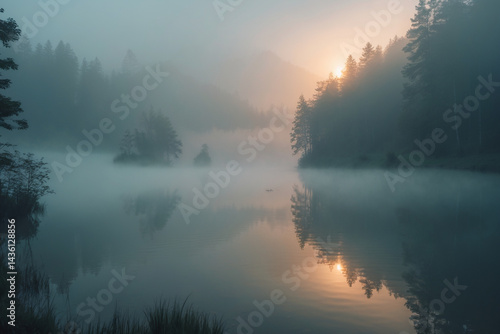 sunrise over the lake