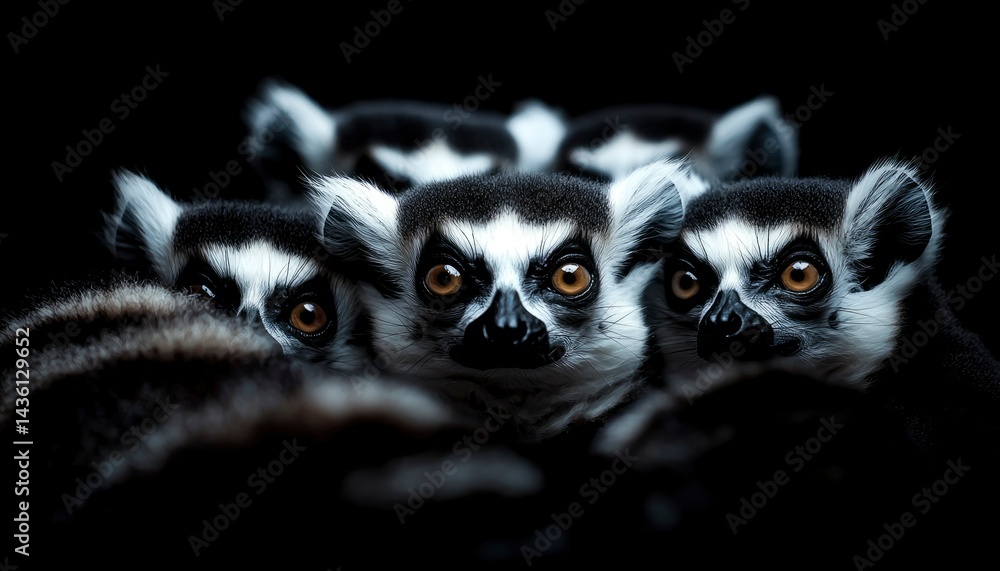 Obraz premium Ring-tailed lemurs close-up