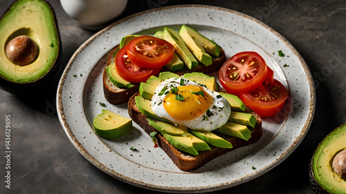 diet, health

Avocado toast with fried egg and fresh tomatoes on a round plate, aesthetically pleasing