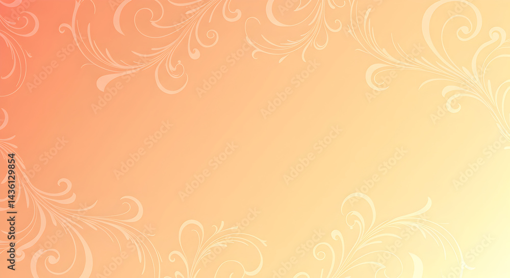 Elegant Peach Background With Floral Swirls For Invitations And Designs Elegant Peach Background With Floral Swirls For Invitations And Designs