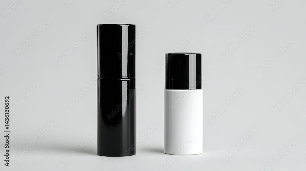 Flip-top cap cosmetic tube in black and white. Flip-top cap cosmetic tube in black and white.