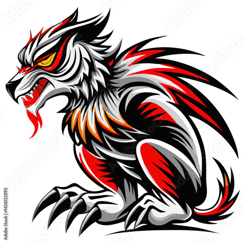 Wallpaper Mural Fiery Mystic animal with Wings Vector Art Torontodigital.ca