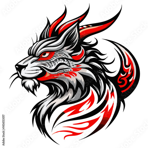 Wallpaper Mural Fiery Mystic animal with Wings Vector Art Torontodigital.ca