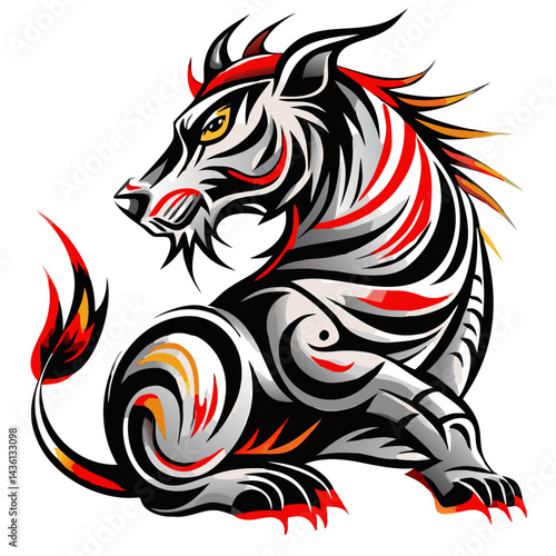 Wallpaper Mural Fiery Mystic animal with Wings Vector Art Torontodigital.ca