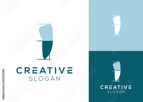 Modern tooth or tooth root logo design for dentist