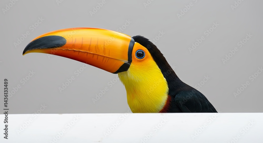 Fototapeta premium Striking portrait of a toco toucan exhibiting its vibrant plumage