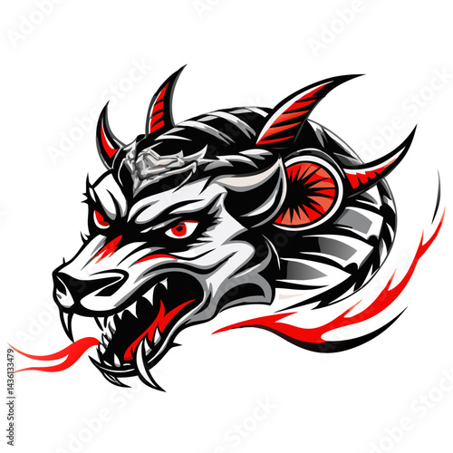 Wallpaper Mural Fiery Mystic animal with Wings Vector Art Torontodigital.ca