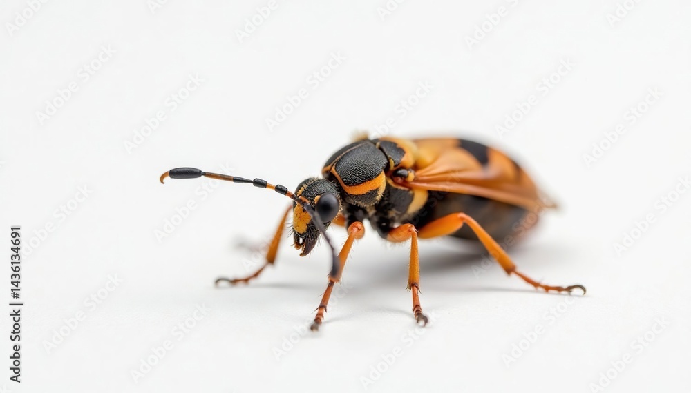 Close-up of a single insect on pure white background, pest, isolated Close-up of a single insect on pure white background, pest, isolated